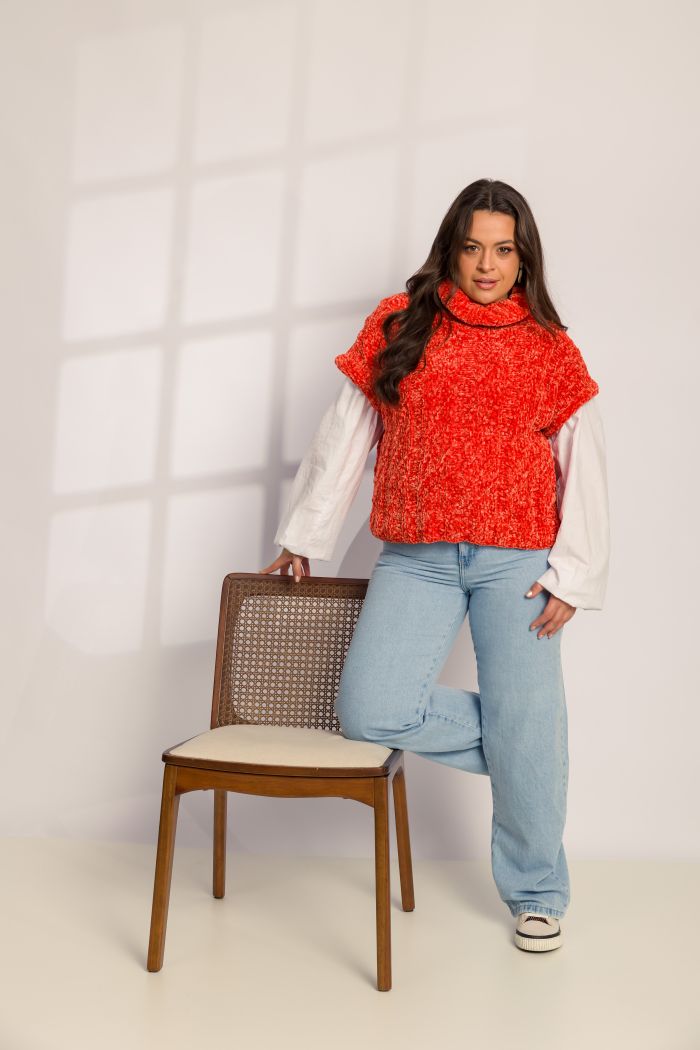 Orange High-Neck Vest