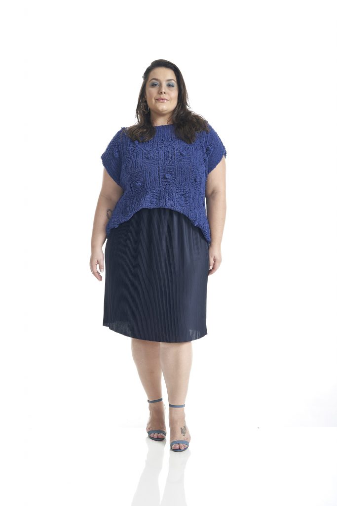 blusa azul ternura tricô leve