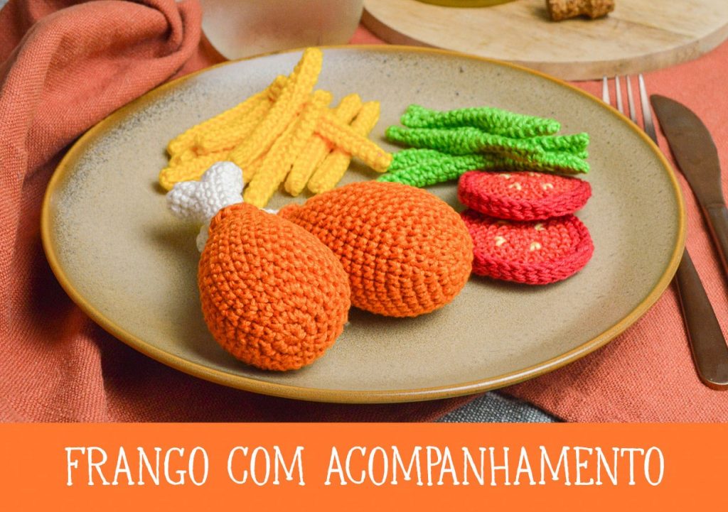 Frango com Acompanhamento Amigurumi Círculo