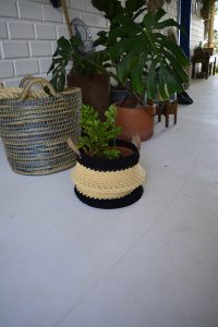Decoração de crochê para planta