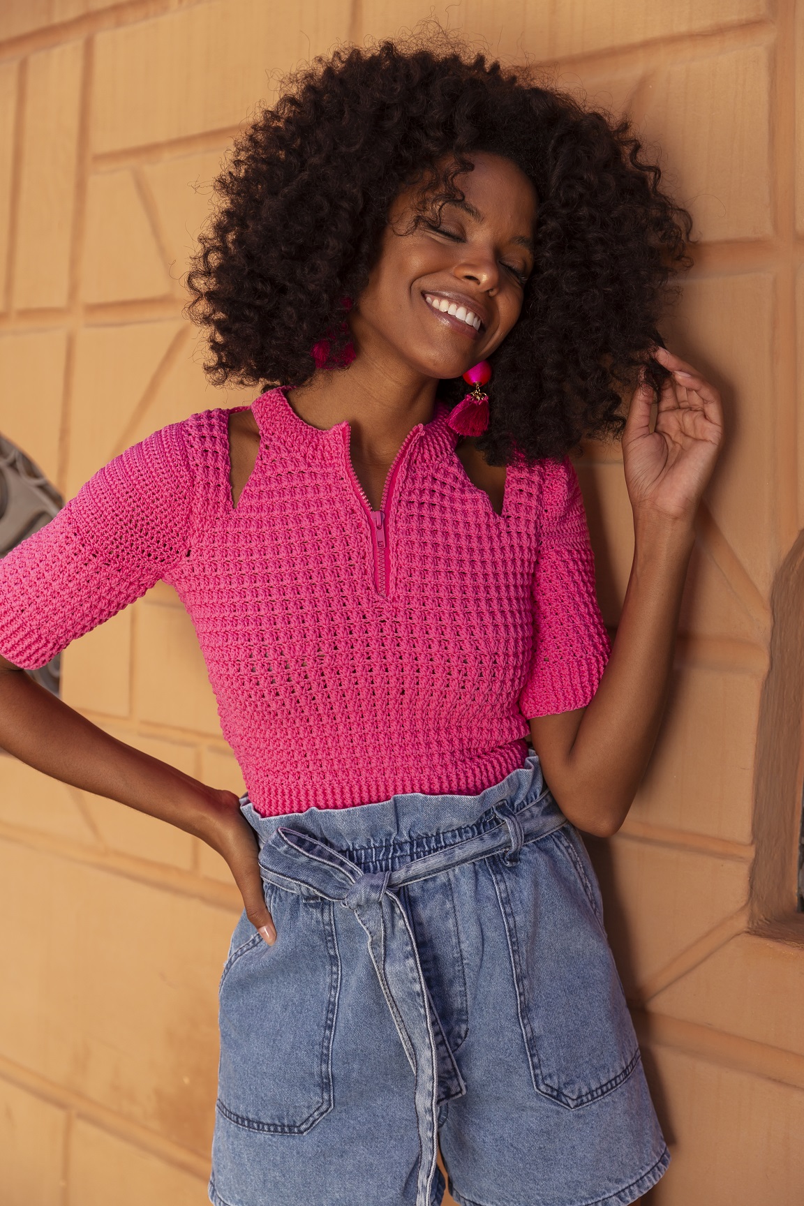 Blusa Rosa Crochê