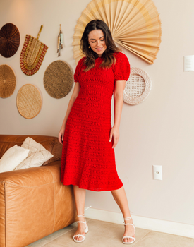 Receita Vestido Vermelho Feito à Mão Círculo