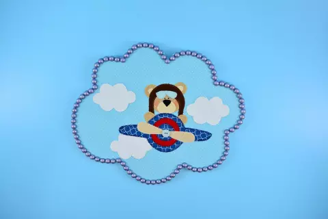 Plaquinha Nuvem Urso Aviador