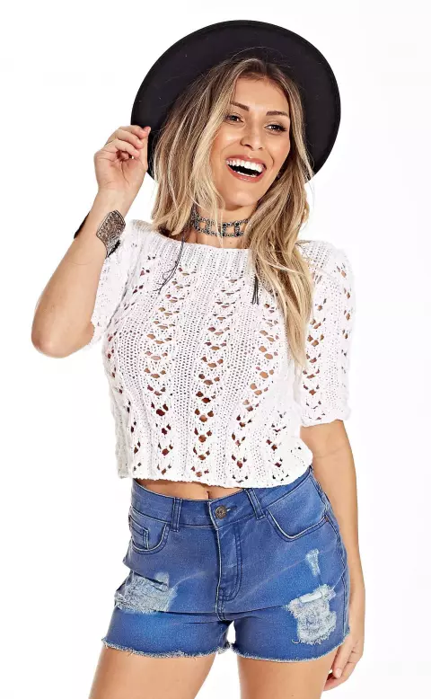 BLUSA BRANCA TRICÔ BARROCO MAXCOLOR