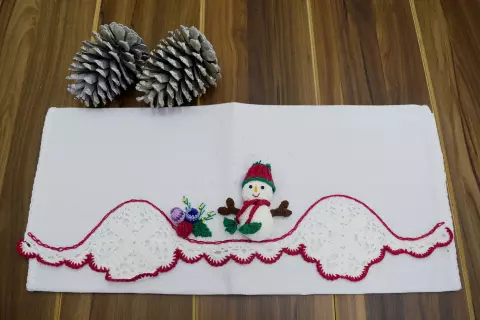 Pano de Prato Com Boneco de Neve
