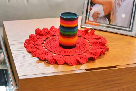 Centro de Mesa Crochê Vermelho