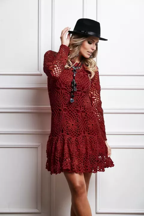 Marsala - Vestido Manga Longa