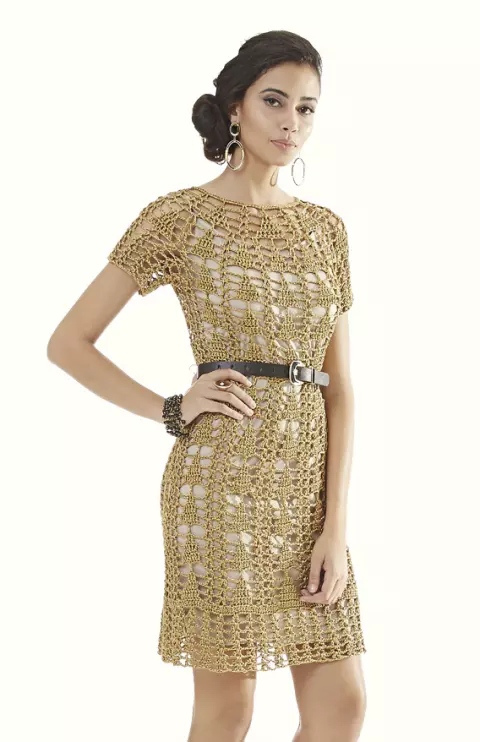 Vestido Dourado Decote Redondo