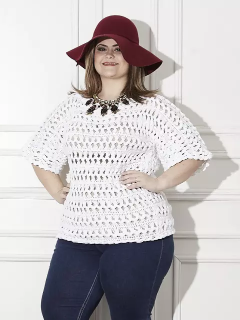 Plus Size - Blusa Crochê de Grampo