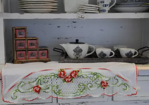 Toalha de Cozinha Rosinhas