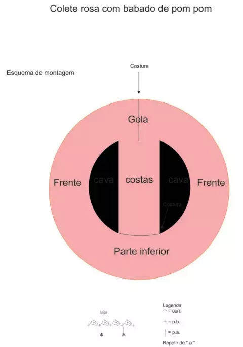 Colete com Babado de Pom Pom