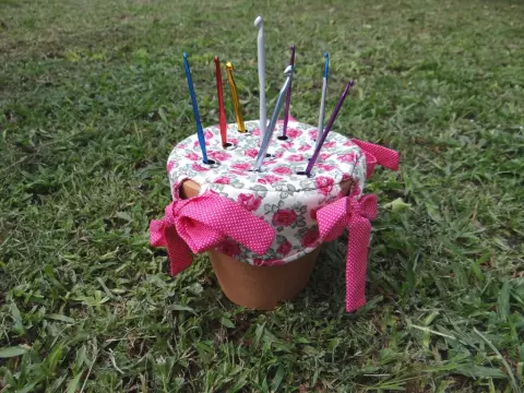 Vaso Porta Agulhas de Crochê
