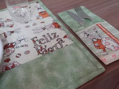 Jogo Americano Coelhos com porta talher