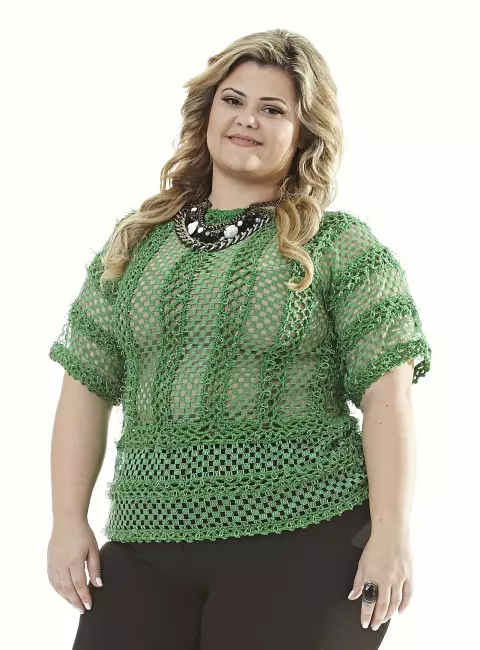 Plus Size - Blusa Crivo Direções