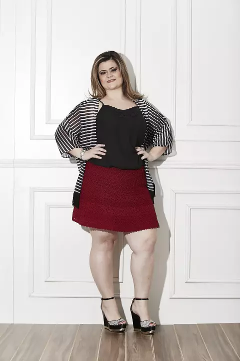 Plus Size - Saia Verano Vermelha