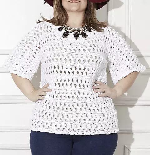 Plus Size - Blusa Crochê de Grampo