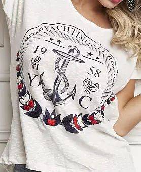 Blusa Navy Bordada