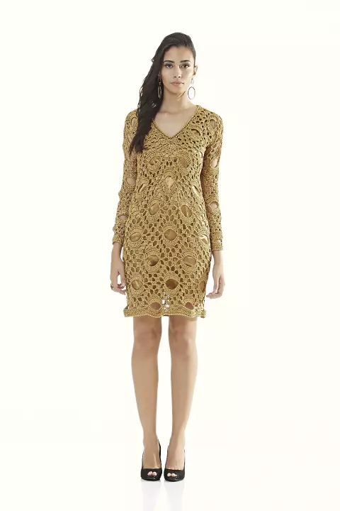 Vestido Dourado Decote V