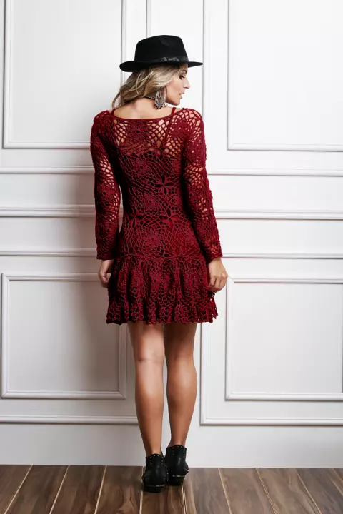 Marsala - Vestido Manga Longa