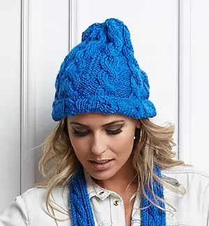 Conjunto Lã Seda Azul - Gorro, Polaina e Cachecol