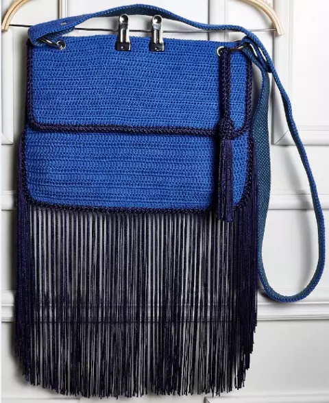 Bolsa Azul com Franjas