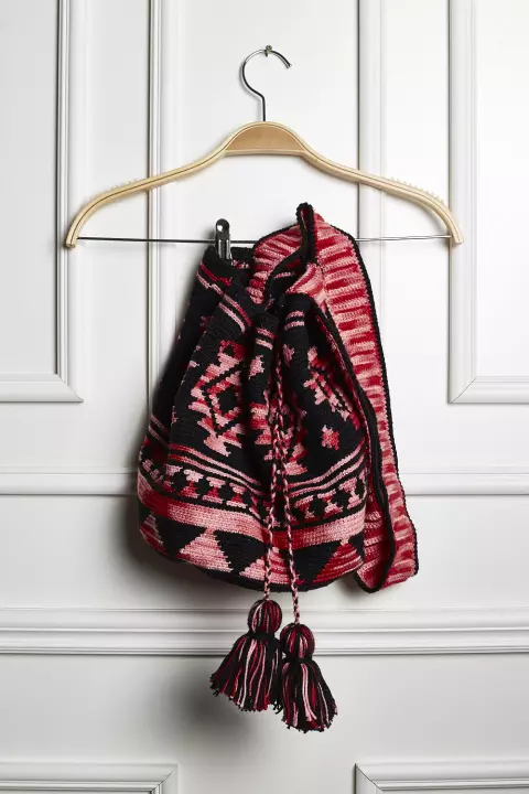 Wayuu Bag Preta e Mescla Vermelho