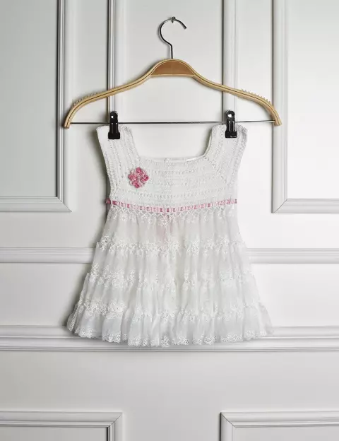 Vestido Infantil Branco e Rosa