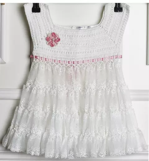Vestido Infantil Branco e Rosa