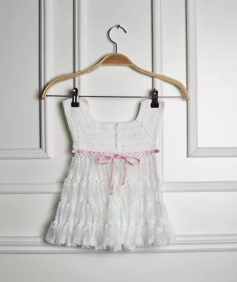 Vestido Infantil Branco e Rosa