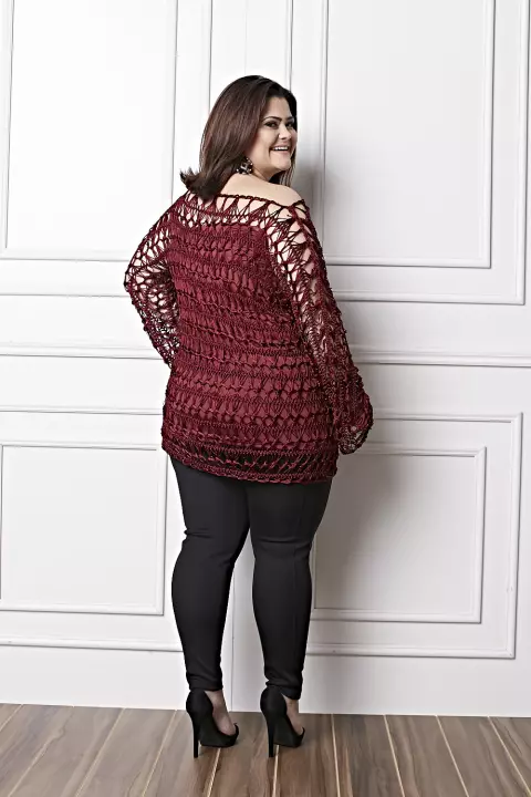 Plus Size - Bata Crochê de Grampo