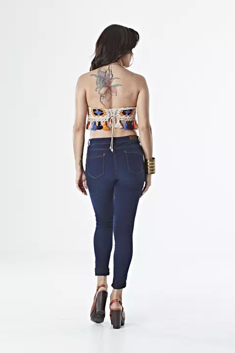 Top Cropped Squares de Crochê