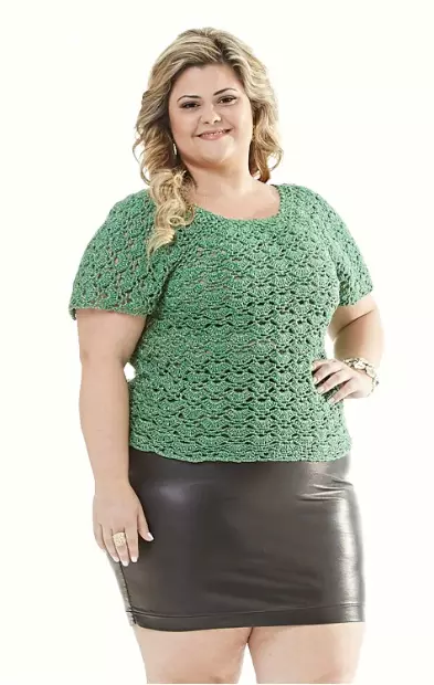 Plus Size - Blusa Verde com Brilho Prata