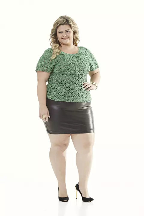 Plus Size - Blusa Verde com Brilho Prata