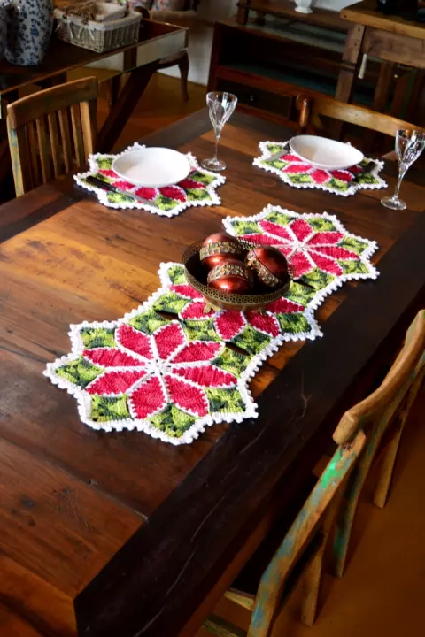 Trilho e Sousplat Flores de Natal