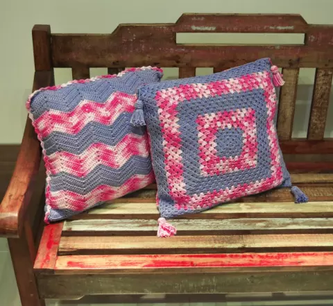 Almofada Duna Zig Zag Azul e Rosa