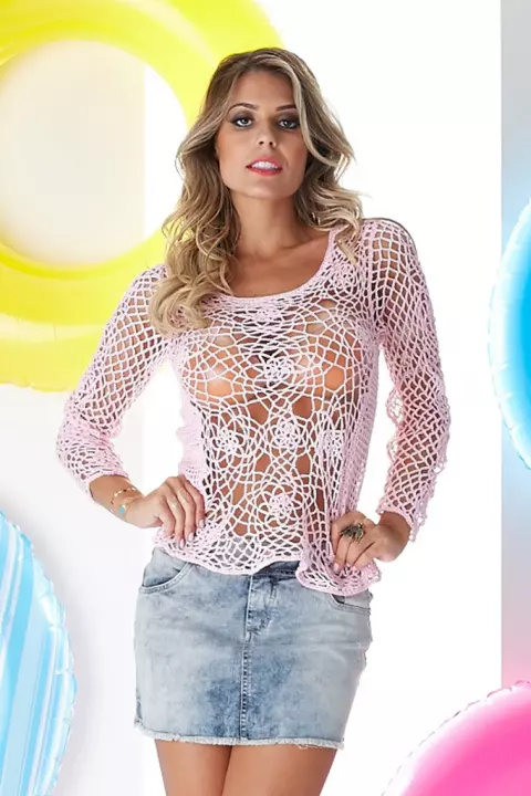 Blusa Manga Longa Rosa