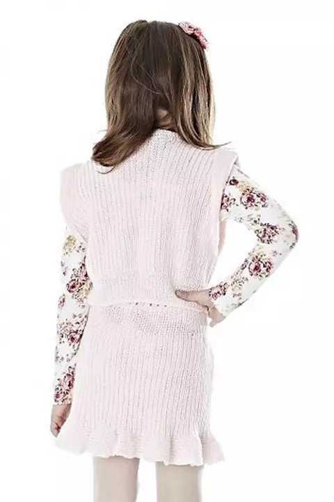 Conjunto de saia e colete rosa