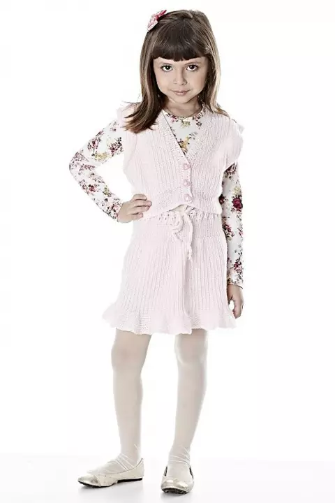 Conjunto de saia e colete rosa