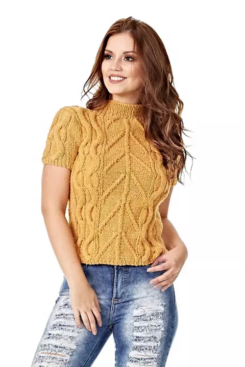 Blusa de Manga Curta Com Corda