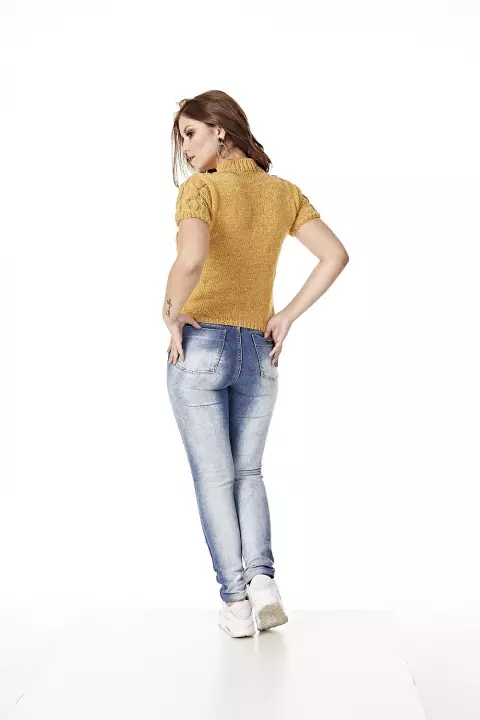 Blusa de Manga Curta Com Corda
