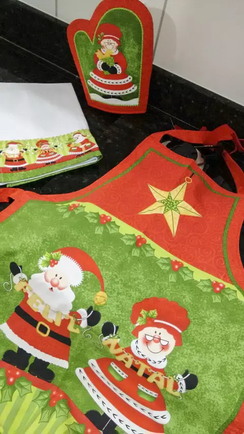 Kit Avental Com Luva Casal Noel
