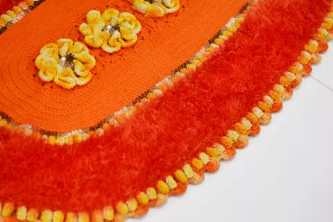 Tapete Laranja Flores