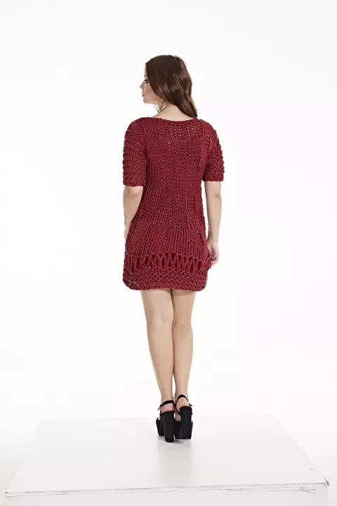 Vestido Quadradinhos Marsala