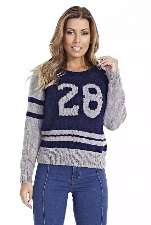 Blusa Com Número em Jacquard