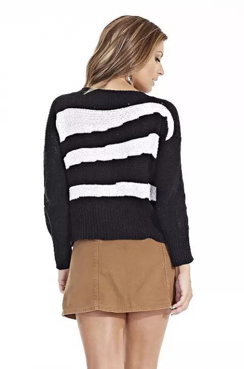 Blusa Listras Jacquard P&amp;B