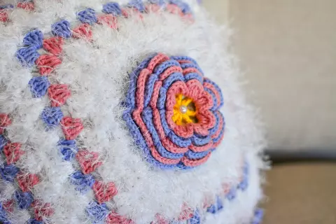 Almofada Max Azul e Rosa Decore Branco