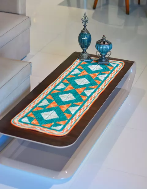 Passadeira com Duna Brilho Verde e Laranja