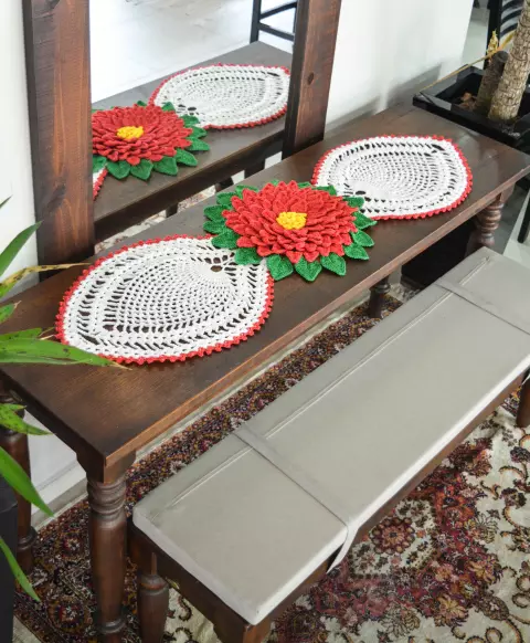 Trilho de Mesa Natalino Brilho Ouro