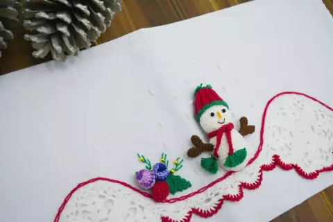 Pano de Prato Com Boneco de Neve