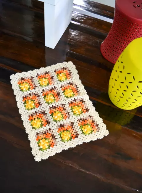 Tapete Quadrados Floridos